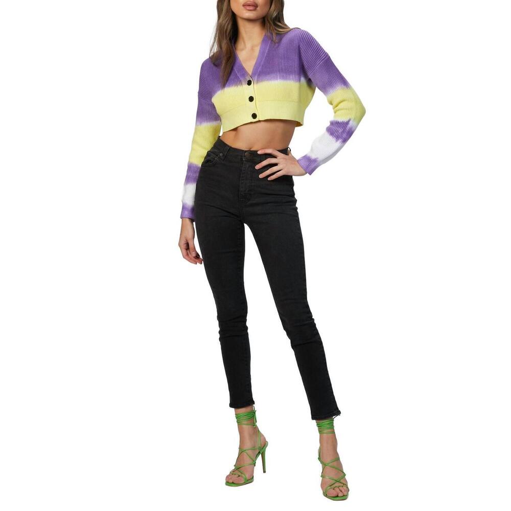 NEW MSGM tie-dye cropped cardigan in lilac